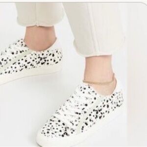 Madewell sidewalk low sneakers white Mint Black Dot Fur tennis shoes size 9.5
